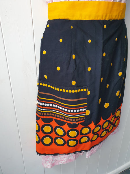 Vintage apron  half apron pinny 1950s 1960s bright space age design