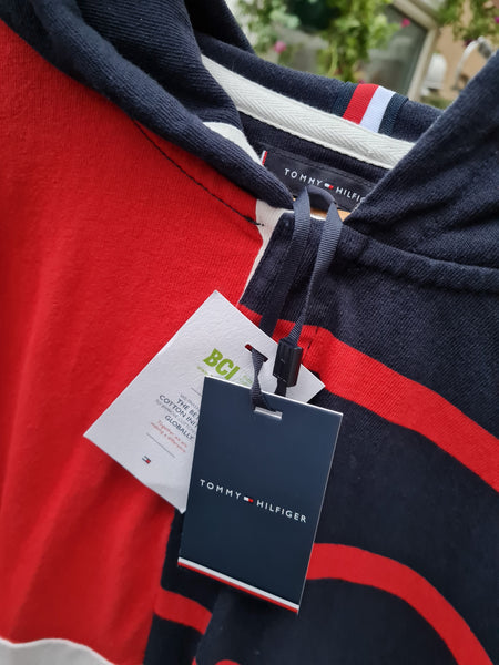 Tommy Hilfiger relaxed stripe hoody sky captain multi new with tags