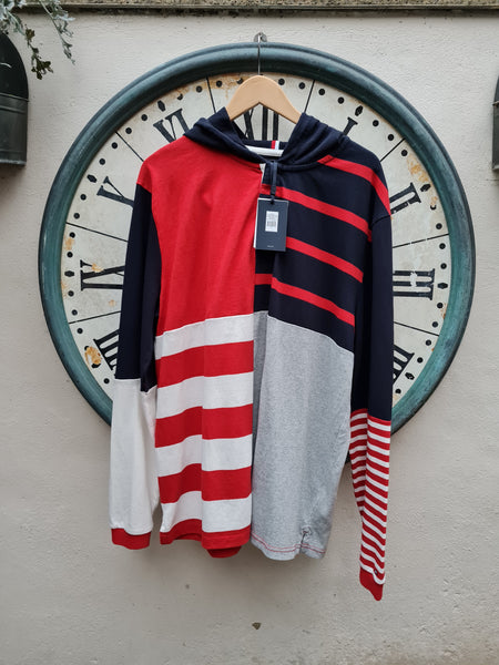 Tommy Hilfiger relaxed stripe hoody sky captain multi new with tags