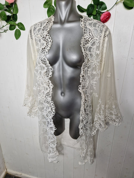 Ann Summers ivory mesh and lace neglege cover up size uk 8/10
