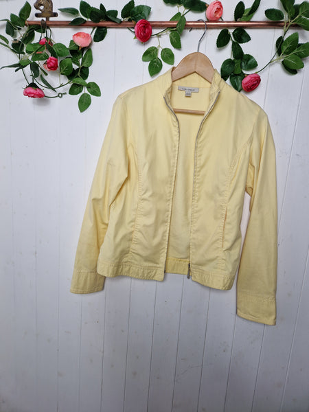 Laura Ashley vintage 90s lemon yellow short zip up jacket size uk12