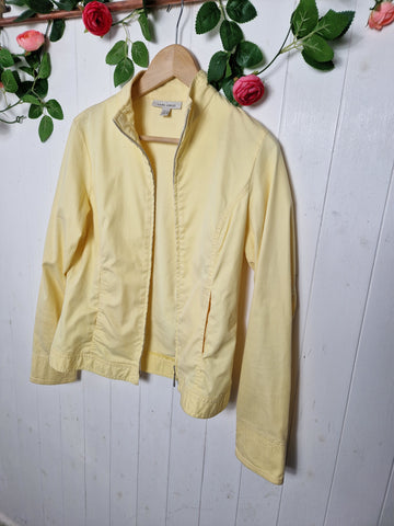 Laura Ashley vintage 90s lemon yellow short zip up jacket size uk12