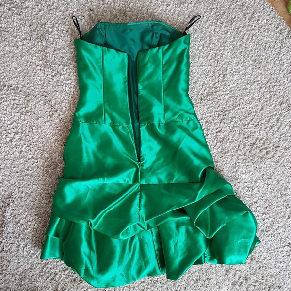 Gunne Sax Jessica McClintock emerald green satin party dress