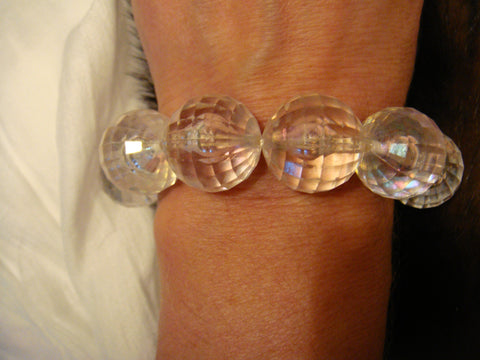Unusual 1980's Vintage Chunky Bead Bracelet - Crystal Globe Effect