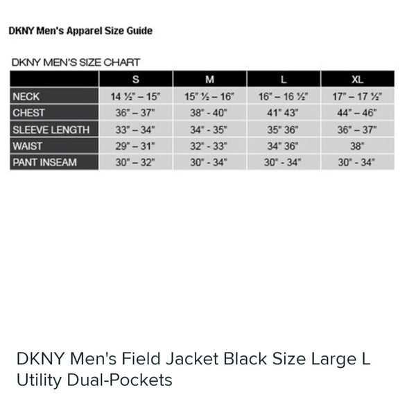 Mens DKNY black field jacket, utility jacket size L